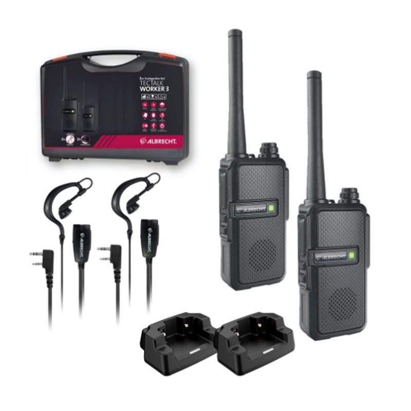 Albrecht Tectalk worker 3 - Pack 2 walkies con caricabatterie e due micro auricolari