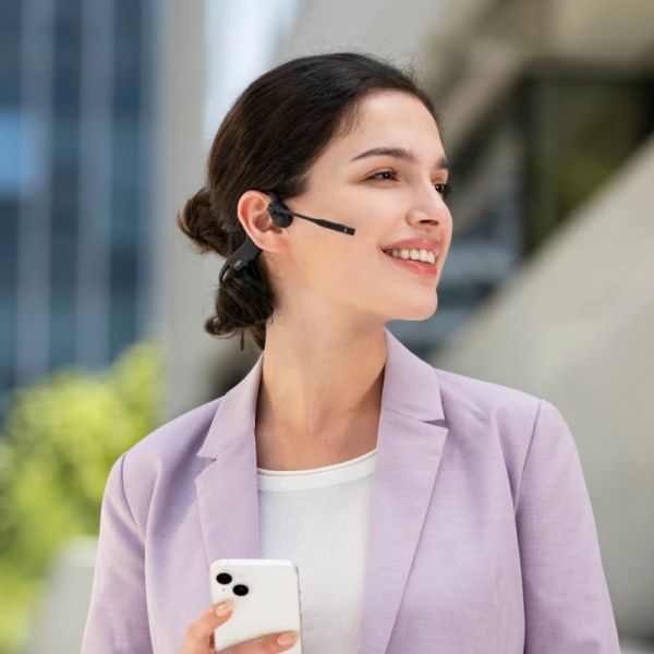 Shokz OpenComm2 2025 Bone Conduction Headset Bluetooth wearing style