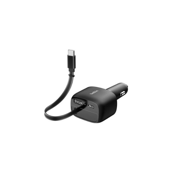 Belkin Car Charger 75W with Retractable Cable USB-C port detail