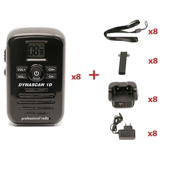 Confezione da 8 Walkie Talkie Dynascan 1D 