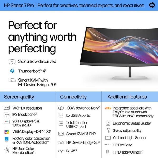 Monitor HP Serie 7 Pro WQHD+ 37,5'' - 738pu