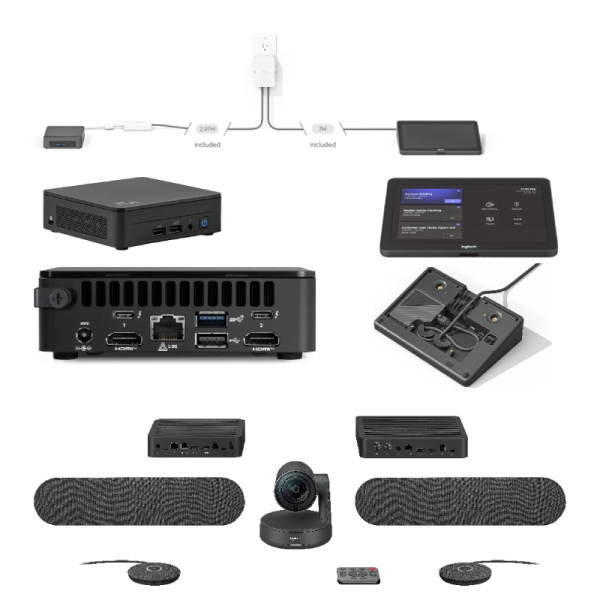 Bundle per videoconferenza sala grande Logitech Rally Plus & Tap + NUC i5