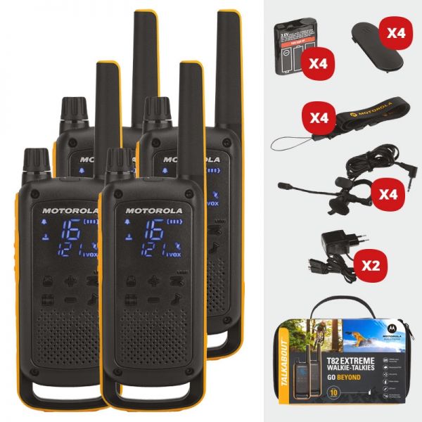 Pacchetto Motorola TLKR T82 Extreme Quad + 4 microfoni HP