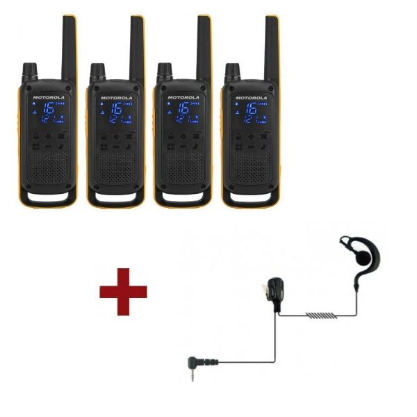  Confezione da 4 Motorola Talkabout T82 Extreme + 4 cuffie Ohrhaken