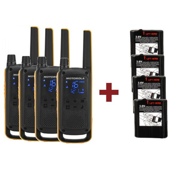 Pacchetto 4 Motorola Talkabout T82 Extreme e 4 batterie di ricambio