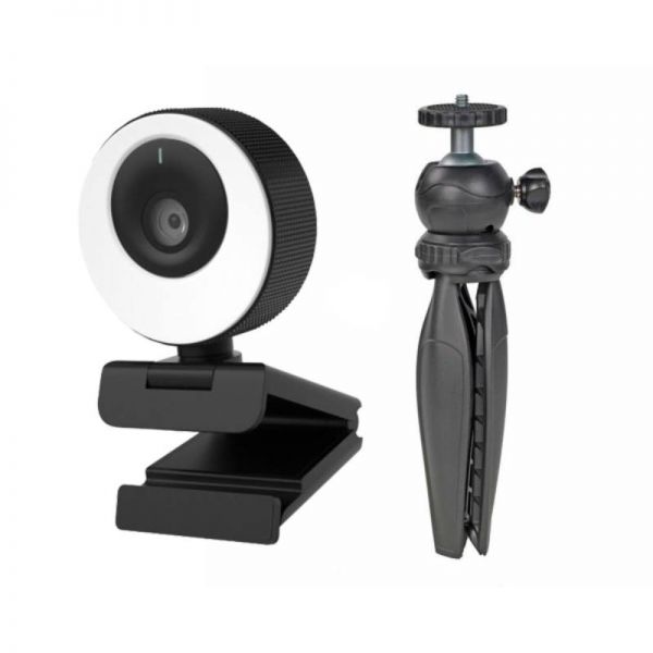 Cleyver Webcam HD con anello luminoso e treppiede 