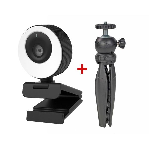 Cleyver Webcam HD con anello luminoso e treppiede 
