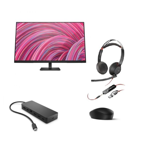 Pack Hp 125 + Hub+ Monitor+ Cuffie Poly Blackwire 5220