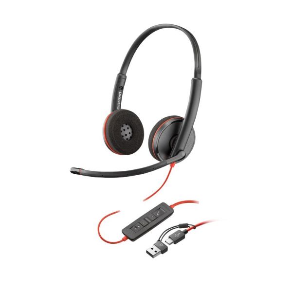 Cuffie Poly Blackwire 3220 USB-C MS+ Adattatore USB-C/A
