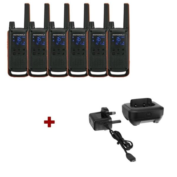 Confezione da 6 Motorola Talkabout T82 e 6 caricatori