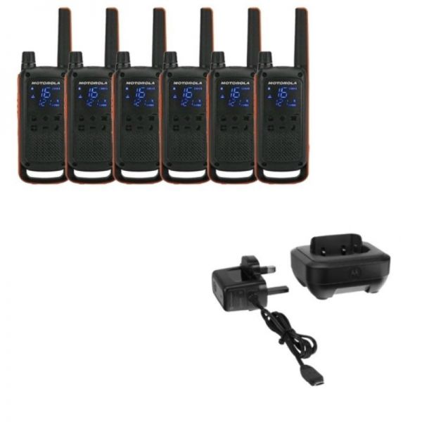 Confezione da 6 Motorola Talkabout T82 e 6 caricatori