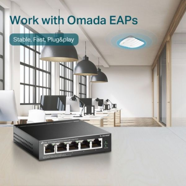 Switch TP-Link TL-SG1005P PoE Nero | 5 Porte Gigabit