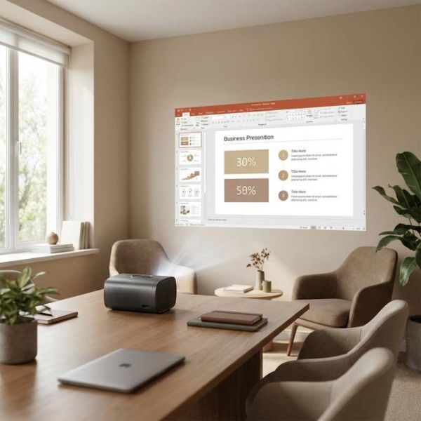 JMGO Picoplay+ projection in meeting room