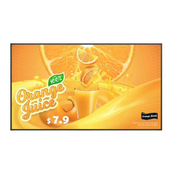 49 inch LG digital signage screen showing detailed 4K content