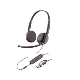 Cuffie Poly Blackwire 3225 USB-C + Jack 3,5 mm+ Adattatore USB-C/A 
