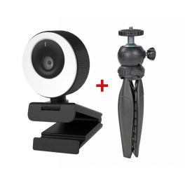 Cleyver Webcam HD con anello luminoso e treppiede 