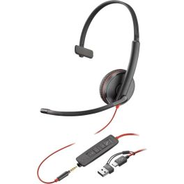 Cuffia monoauricolare Poly Blackwire 3215 USB-C + Jack 3,5 mm + Adattatore USB-C/A 