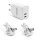 Caricatore doppio USB-C 10 W + 2 cavi USB-C (1 m)