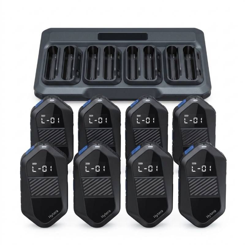 Pack di 8 ricetrasmittenti PMR446 Hytera S1e + Caricabatterie Multiplo