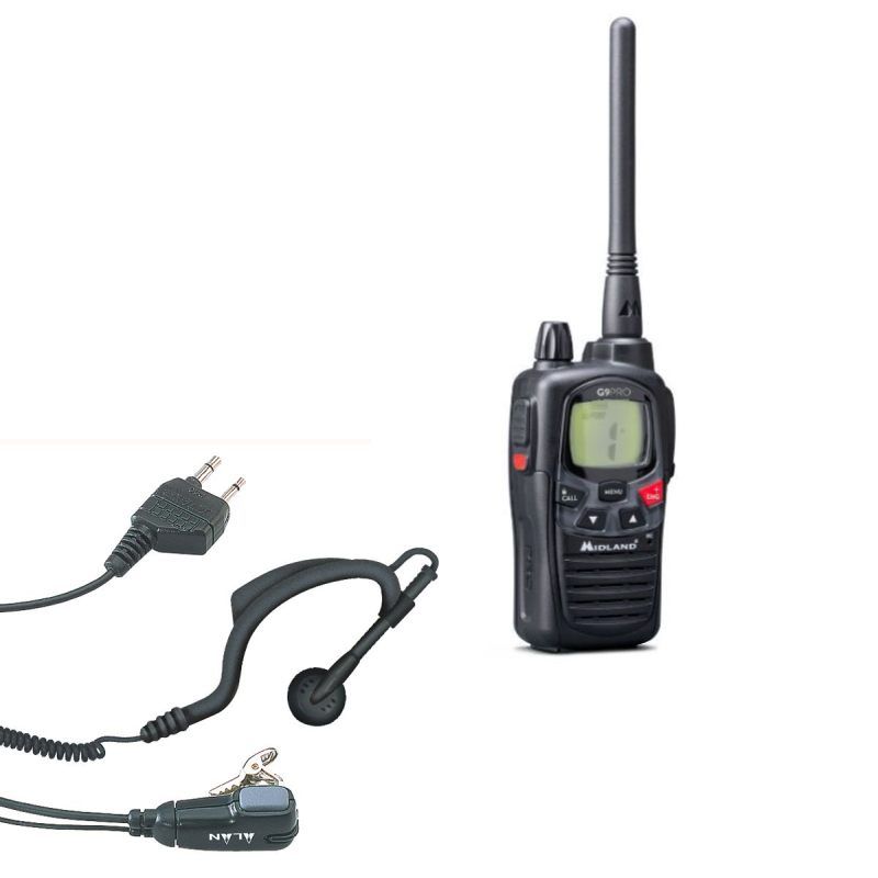 Midland G9 Pro + Kit auricolare con contorno dell'orecchio MI21LI