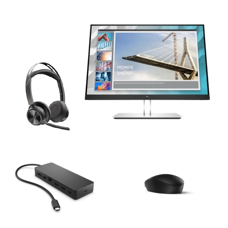 Pack HP 125 + Hub + Monitor+ Cuffie Poly Voyager Focus 2