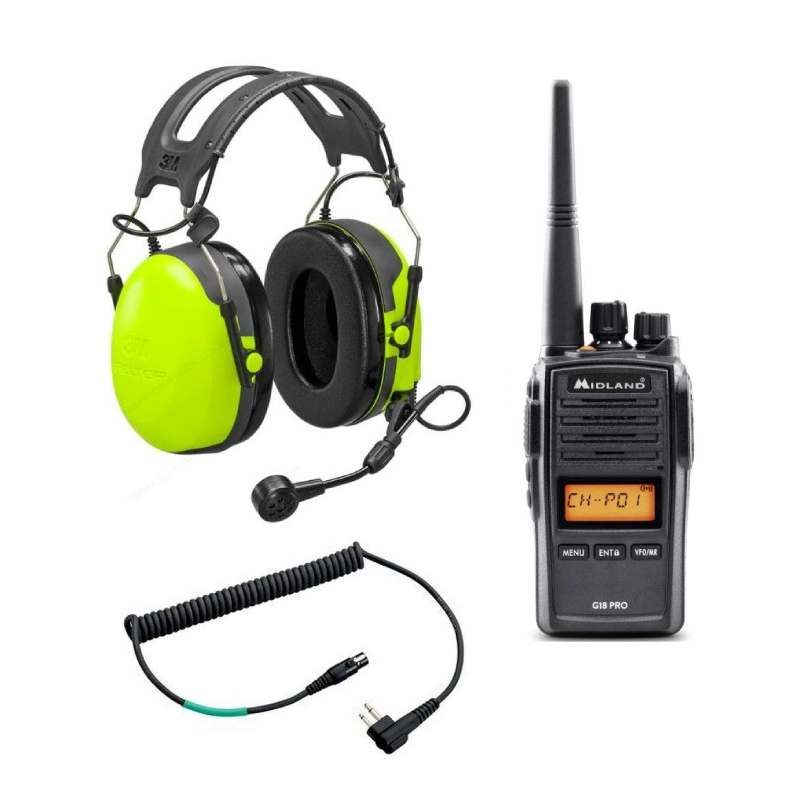 Pack Peltor CH3 + Walkie talkie Midland G18 PRo