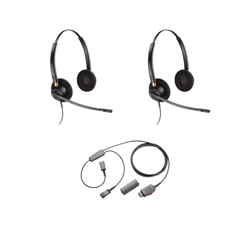 Pack 2 Plantronics EncorePro HW520 + Cavo e doppio ascolto
