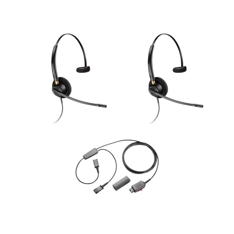 Pack 2 Plantronics EncorePro HW510 + Cavo Y per doppio ascolto