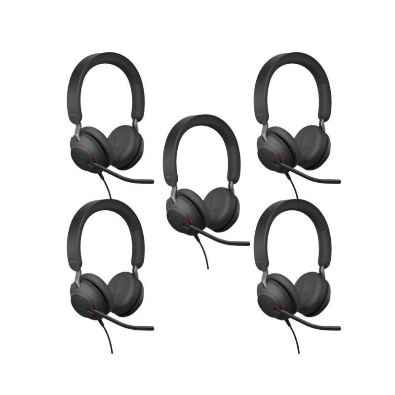 Pack di 5 Jabra Evolve2 40 USB-C/A MS Stereo SE per ufficio