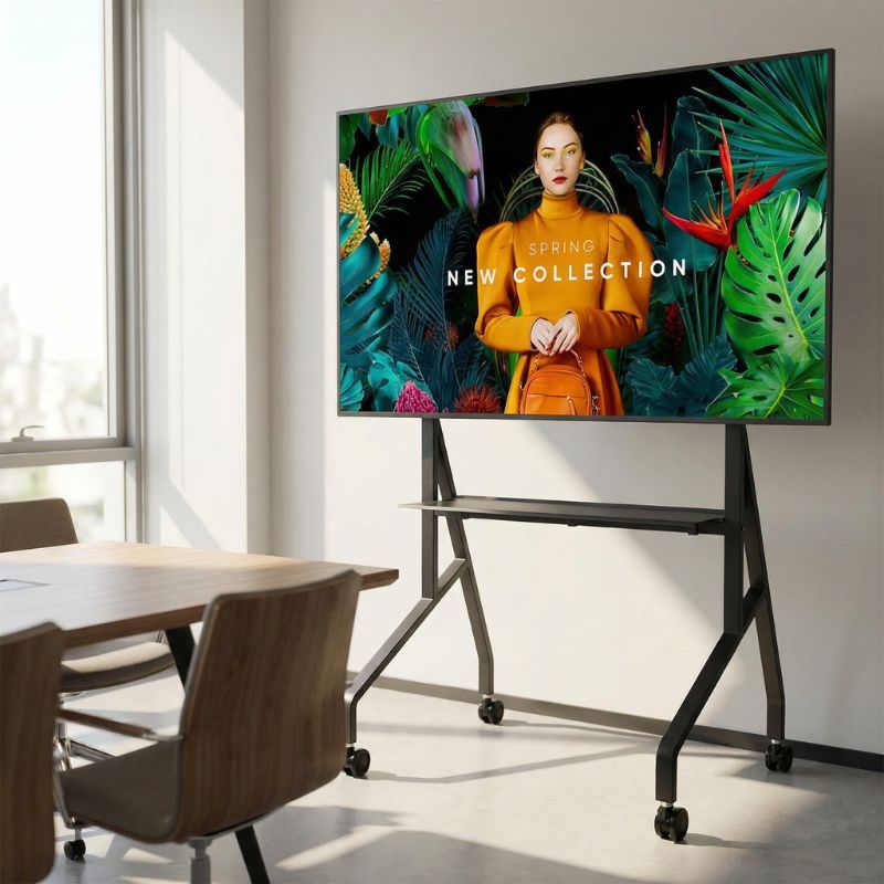 Pacchetto Samsung QMC 65" 4K 24/7 + Supporto da pavimento con ruote Neomounts FL50-525BL1