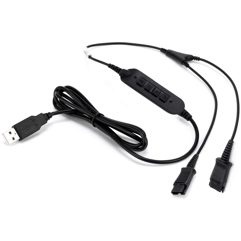 Cavo Y USB-QD Per Poly/Plantronics | Doppio Ascolto Per Due Cuffie Su Un PC, Con Controllo Volume E Chiamate, Ideale Per Formazione E Collaborazione