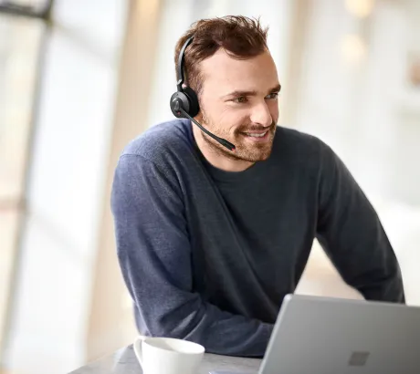 Cuffie DECT senza fili con microfono e base di collegamento